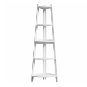 Oikiture Corner Ladder Shelf 5 Tier Home Storage Display Stand Bookshelf White
