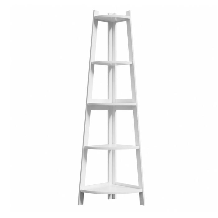 Oikiture Corner Ladder Shelf 5 Tier Home Storage Display Stand Bookshelf White