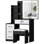 ALFORDSON Dressing Table Stool Set Black White