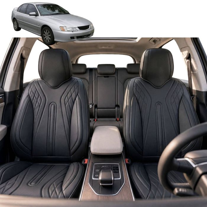 Australian Goose Front Seat Covers for Holden Commodore 1997 - 2006 (VT VX VY VZ) - PU Leather, Black (2pc)