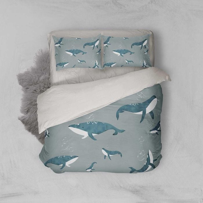 3D Green Whale Quilt Cover Set Bedding Set Pillowcases 17