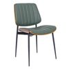 HOMFURN Upholstered Faux Leather Dining Chairs with Walnut Bentwood (Set of 2),Green