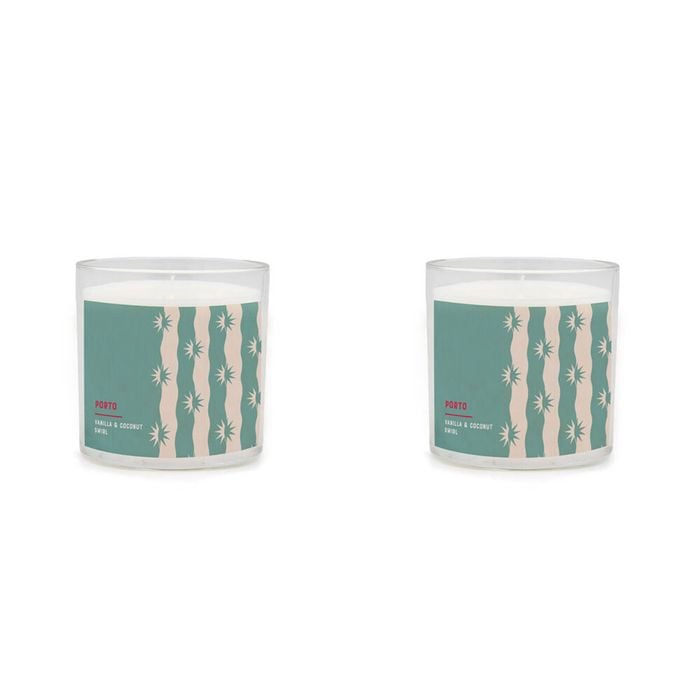 2PK Porto Illumina 425g Scented Wax Candle Coconut & Vanilla Swirl