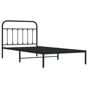 vidaXL Bed Frame Metal Bed Base with Headboard King Single Size Bed Black