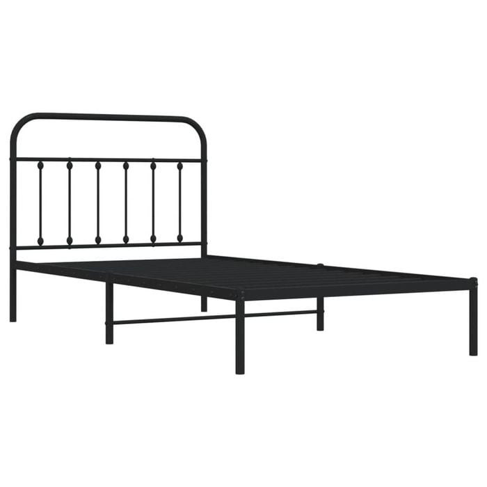vidaXL Bed Frame Metal Bed Base with Headboard King Single Size Bed Black