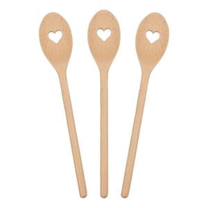 Argon Tableware Wooden Heart Cooking Spoons - 30cm - Pack of 3