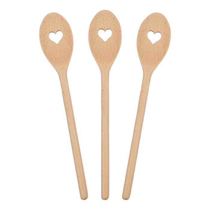Argon Tableware Wooden Heart Cooking Spoons - 30cm - Pack of 3