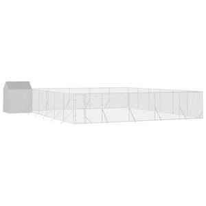 vidaXL Dog Kennel Outdoor Dog Crate Dog House with Roof Silver Galvanised Steel 12x12x2.5 m