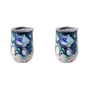2PK Australian Flora Blue Wren 360ml S/S Vacuum Insulated Tumbler Double Walled