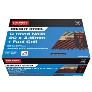 Delfast 90 x 3.15mm D-Head Nails Bright w/1 Fuel Cell 1000pk
