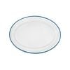 Urban Style Enamelware 40cm Oval Tray w/ Blue Rim - White