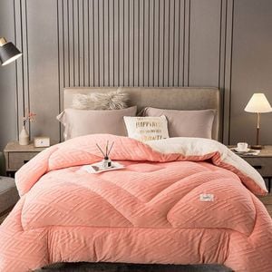 CottonMore Thick Warm Winter Reversible Milk Velvet Blanket Comforter Quilt 200x230cm Pink