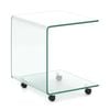 Costway Glass Side Table Mobile Sofa End Table Nightstand Clear