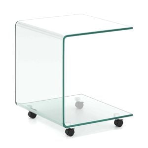 Costway Glass Side Table Mobile Sofa End Table Nightstand Clear
