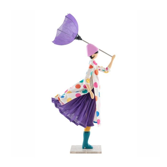 Skitso Arla Handmade Girl Doll Figure W/ Purple Umbrella Vintage Decorative Lamp