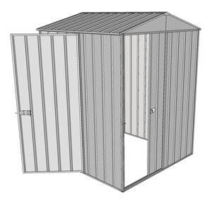 Build-a-Shed 1.5 x 1.5 x 2.3m Single Sliding Door Gable Shed with Single Hinged Side Door - Zinc