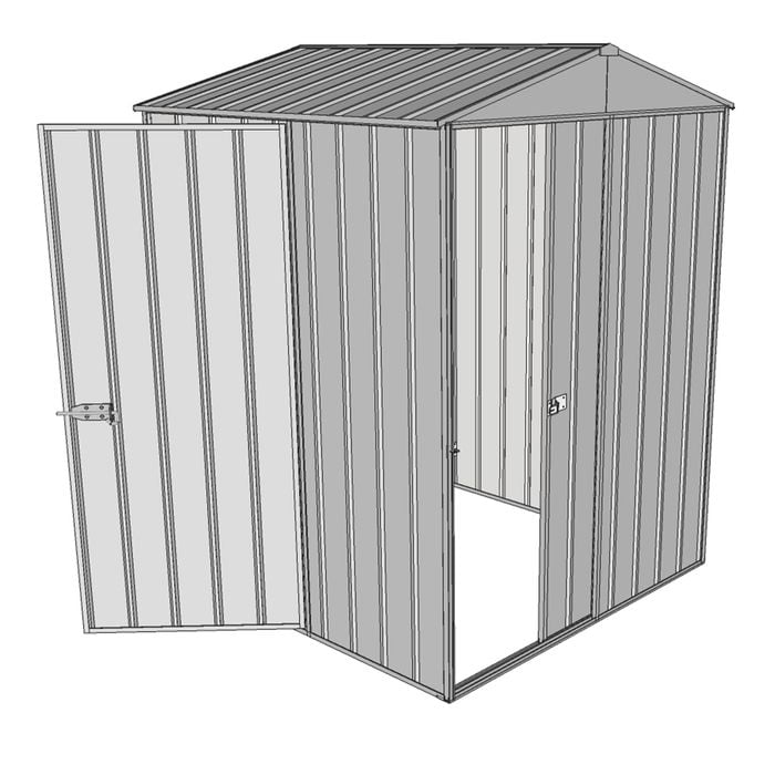 Build-a-Shed 1.5 x 1.5 x 2.3m Single Sliding Door Gable Shed with Single Hinged Side Door - Zinc