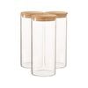 Argon Tableware Scandi Glass Storage Jars with Wooden Lids - 1.5 Litre - Pack of 3