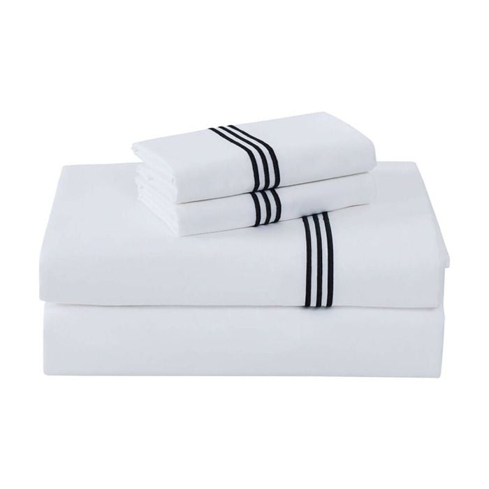 Grosvenor House 500TC Hotel Embroidered Sheet Set King White With Black