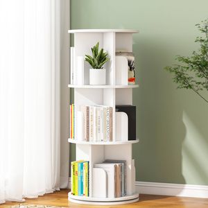 Ufurniture 3 Tier Rotating Bookshelf Corner Standing Wooden Bookcase