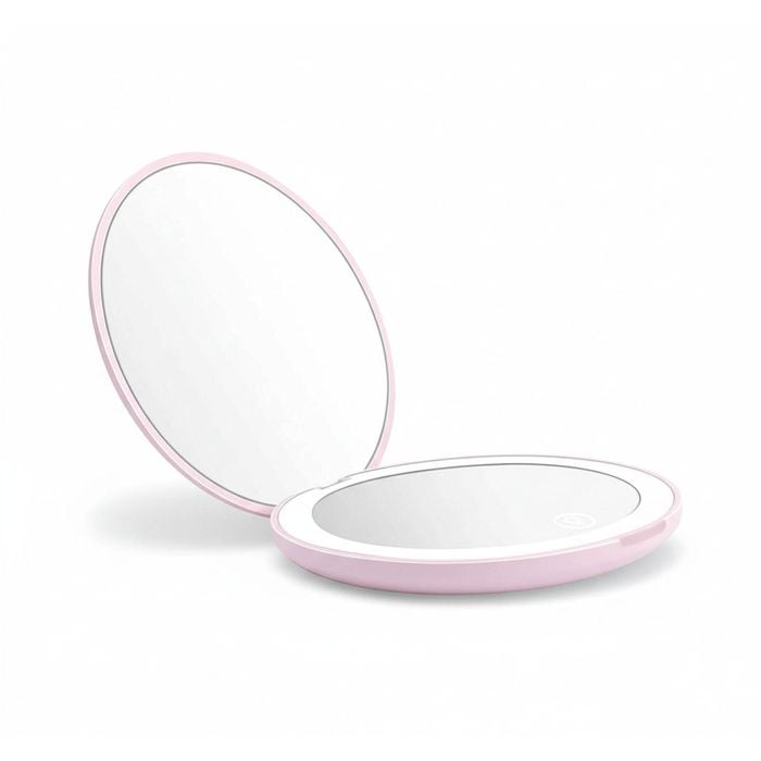 LED Lighted Travel Makeup Mirror 10x Magnification Rechargeable