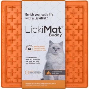 LickiMat Classic Buddy Boredom Buster Cat Slow Feeder Mat Orange