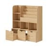 Oikiture Kids Bookcase Toy Organiser Cabinet Bookshelf With Chest Natural