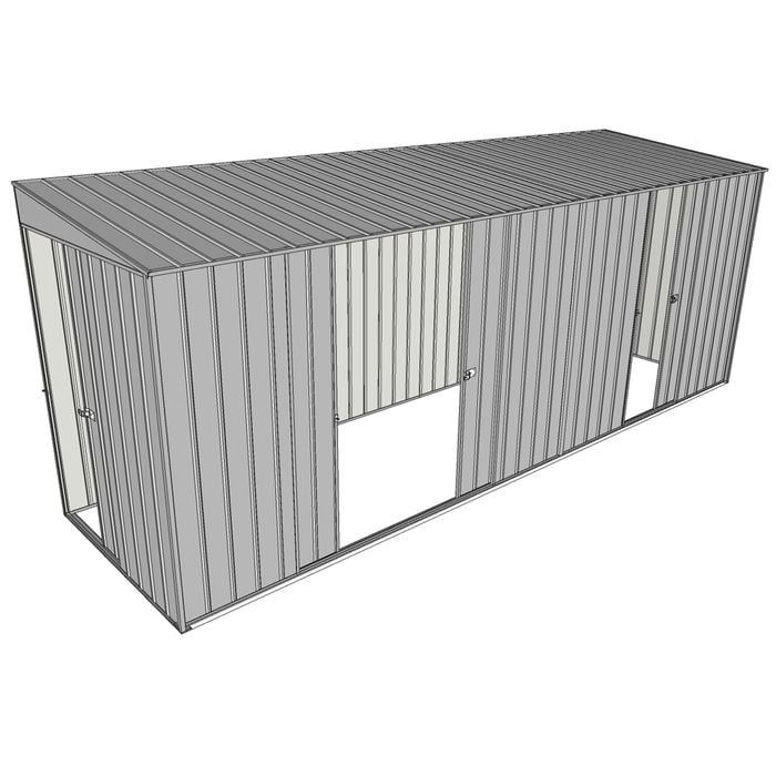 Build-a-Shed 1.5 x 5.2 x 2m Double and Single Sliding Side Door Skillion Shed - Zinc