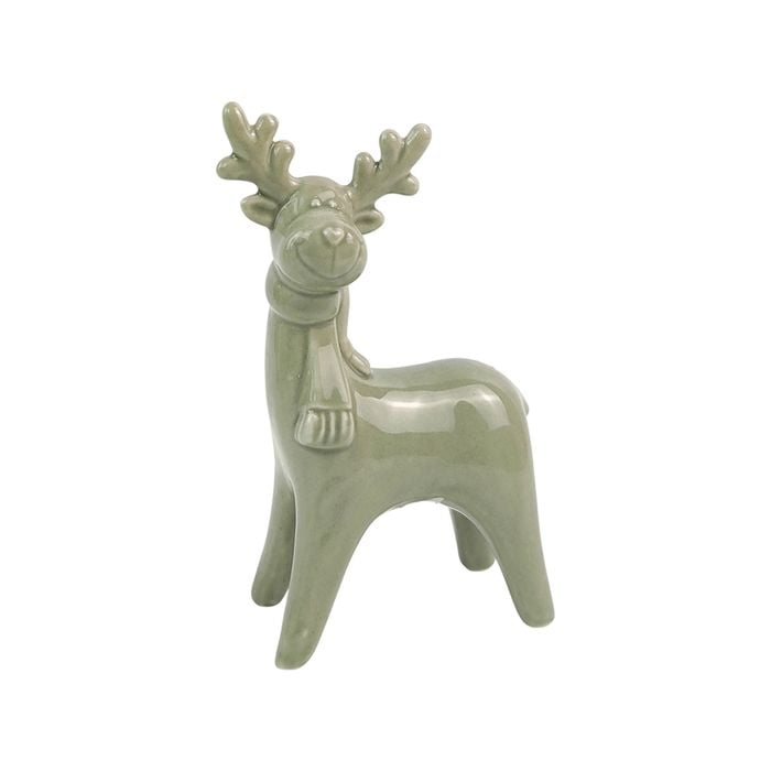 Urban 16cm Cute Ceramic Reindeer Home Decorative Statue - Sage