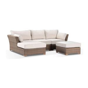Coco Package A Chaise Lounge Brushed Wheat Left Side Left & Cream Cushions
