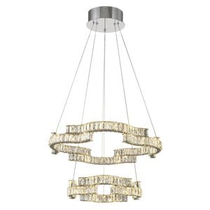 Telbix Jura Modern Pendant Hanging Lamp Light Crystal Stainless Steel Chrome Gloss
