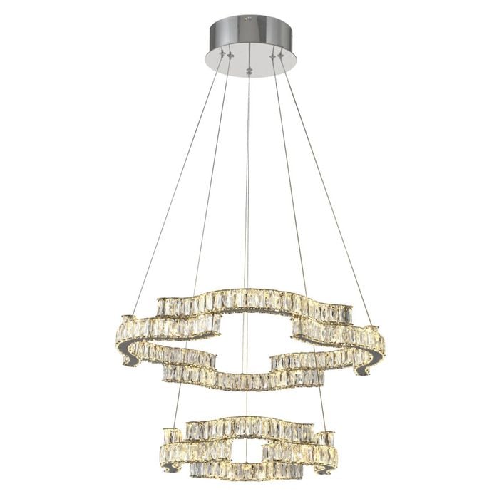 Telbix Jura Modern Pendant Hanging Lamp Light Crystal Stainless Steel Chrome Gloss