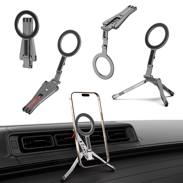 ZLOS Magnetic Car Mount Tripod Phone Holder All-in-one Handheld Secure Foldable Grip