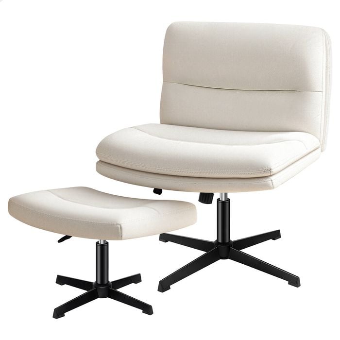 ALFORDSON Office Chair Armless Velvet Beige
