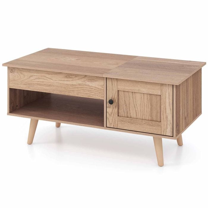 Costway Lift-Top Coffe Table Wooden Coffee Table Hidden Storage Cabinet Natural