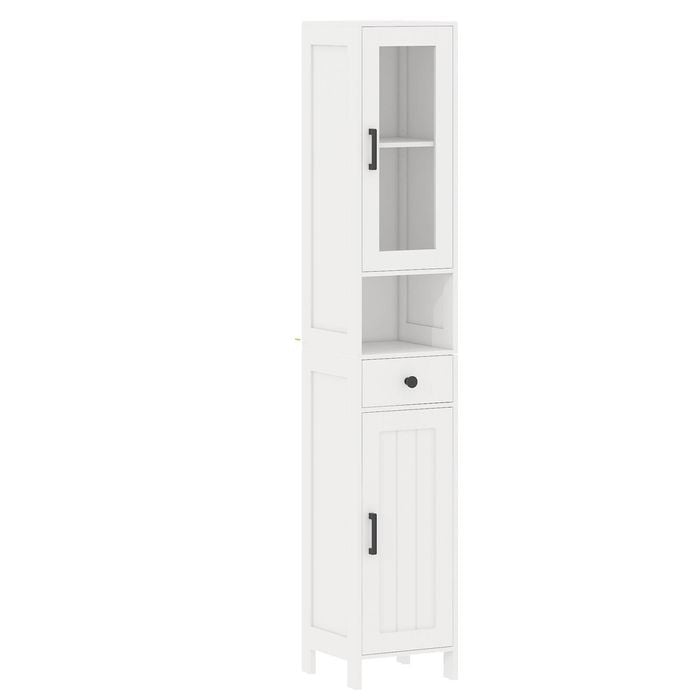 Advwin 170cm Tall Slim Storage Cabinet Narrow Storage Cupboard Storage Organizer White