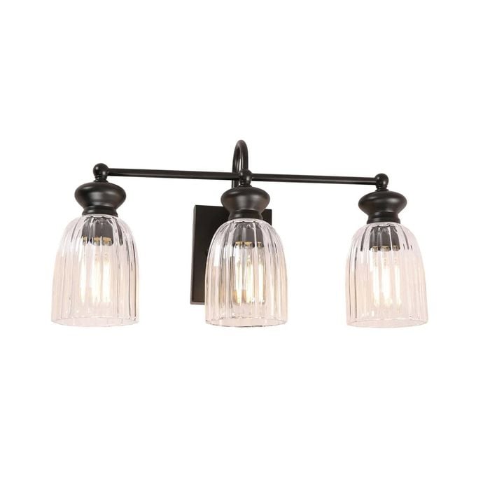 Cla Lighting Sino Interior Ellipse Triple Wall Light Black And Clear Glass Shade