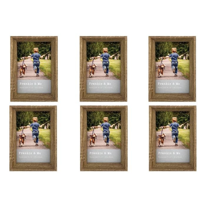 6PK Frankie & Me Window Wooden 4x6'' Picture Frame Home/Office Photo Decor Oak