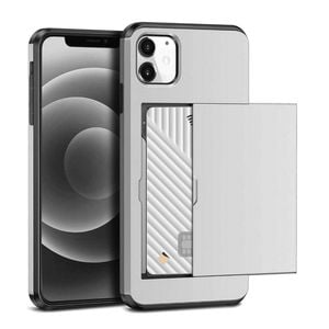 Hard Case Wallet Card Slot Cover - For Apple iPhone XS Max (Silver)