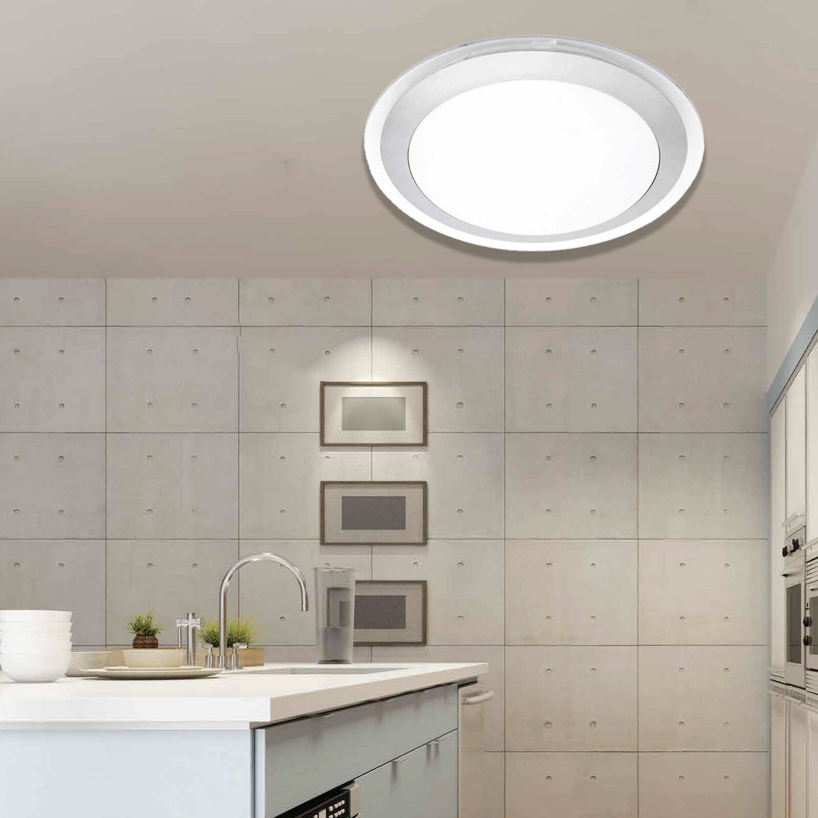 Brilliant 43cm 22W Charlton LED Oyster Ceiling Light Bunnings Australia
