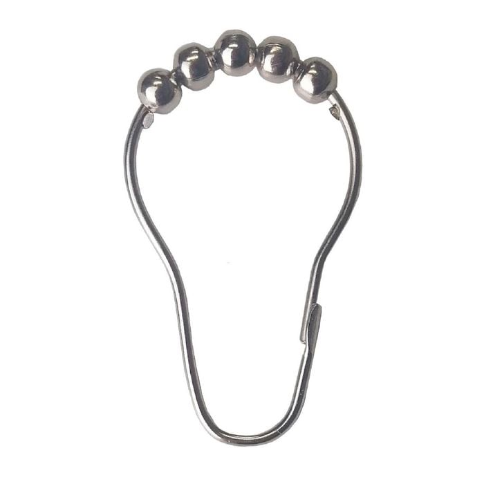 Barelli Chrome Shower Curtain Rings With Rollers - 12 Pack