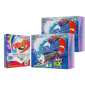 TBLUE Twin Pack Laundry Sheets + Color Grabber Bundle - Lavender 50 Loads