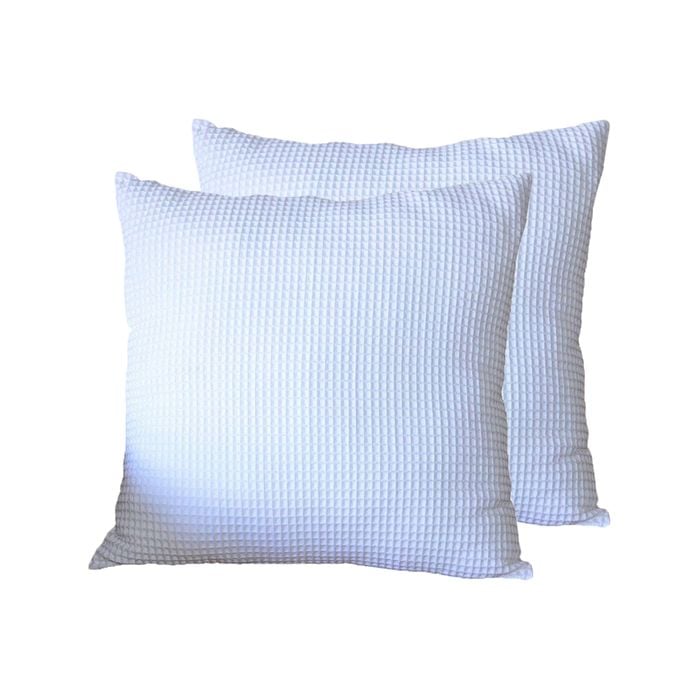 CottonMore 2pcs of 100% Cotton White Chunky Waffle European Covers 65x65cm
