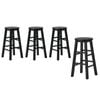 Oikiture 4x Bar Stool Counter Dining Chair Round Black