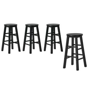 Oikiture 4x Bar Stool Counter Dining Chair Round Black
