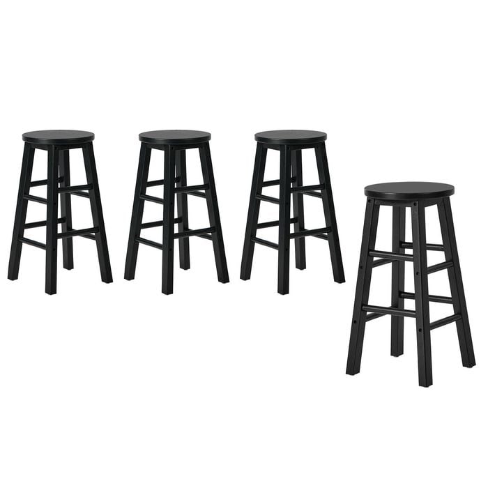 Oikiture 4x Bar Stool Counter Dining Chair Round Black