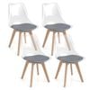 Costway 4x Clear Dining Chair Kitchen Vanity Office Stool PU Cushion