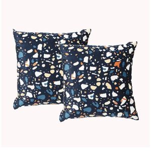 2pc Renee Taylor 50cm Pillow Square Velvet Printed Sofa Filled Cushions Terazzo