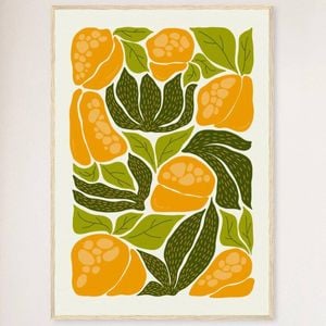 Galrie Vibrant Yellow Bell Pepper Art Print - Abstract Kitchen Wall Decor, Wood Frame, A0 84 x 119cm (33 x 47inch)