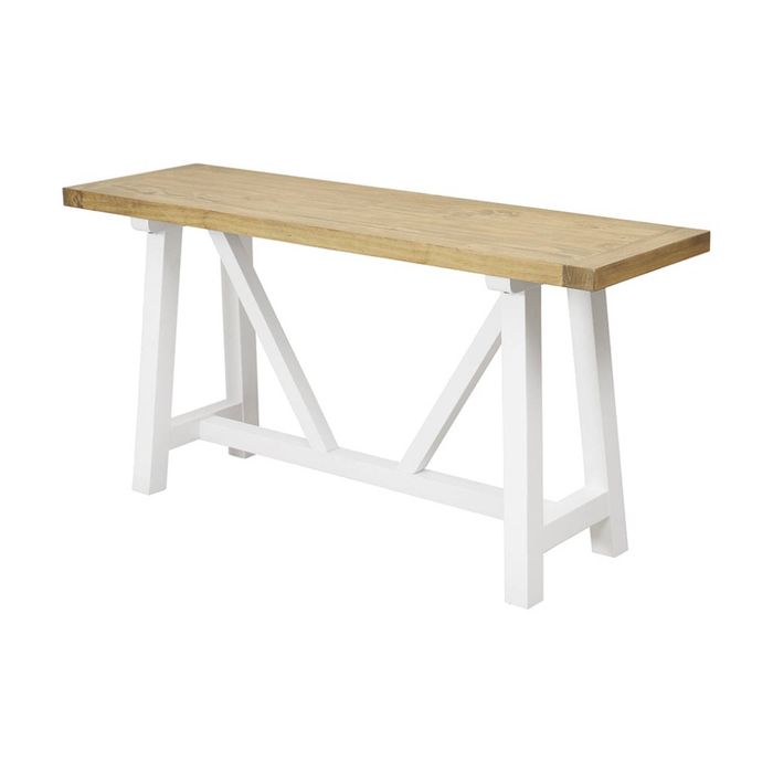 1825 Interiors Iona Console Table Reclaimed Timber Trestle Base Two Tone 150cm